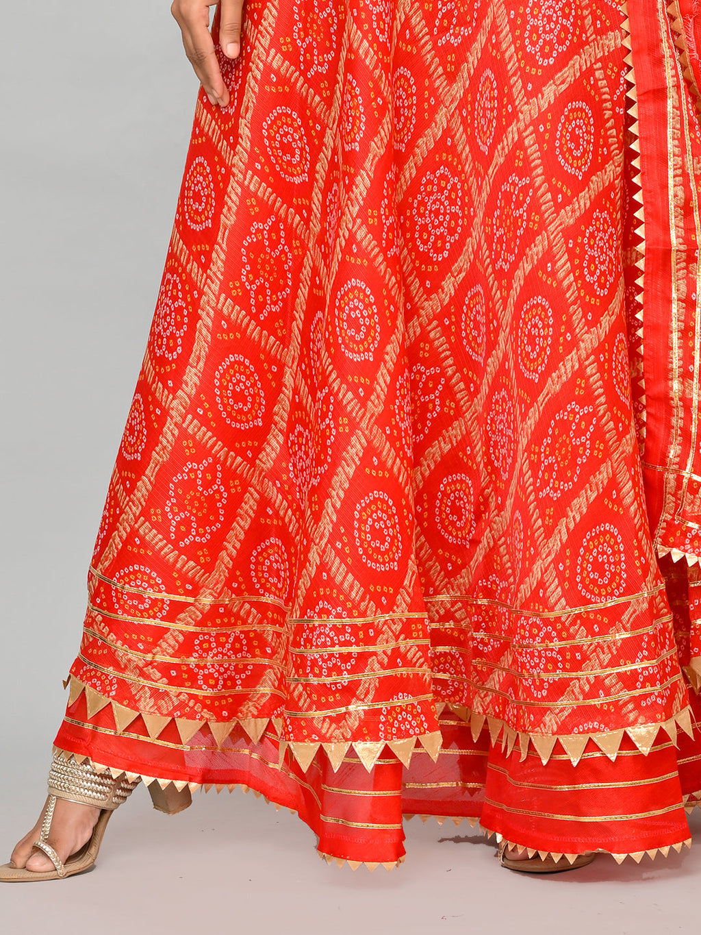 Kota Doriya Bandhej Ready to Wear Lehenga With Unstiched Blouse
