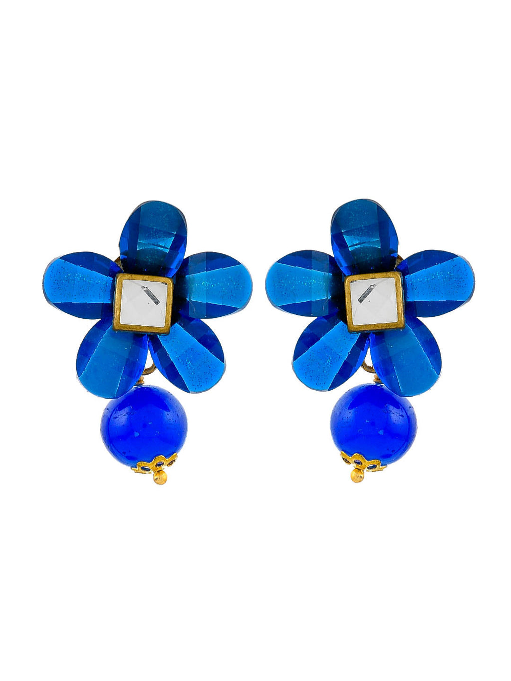 Blue Beads Pendant Set With Earrings