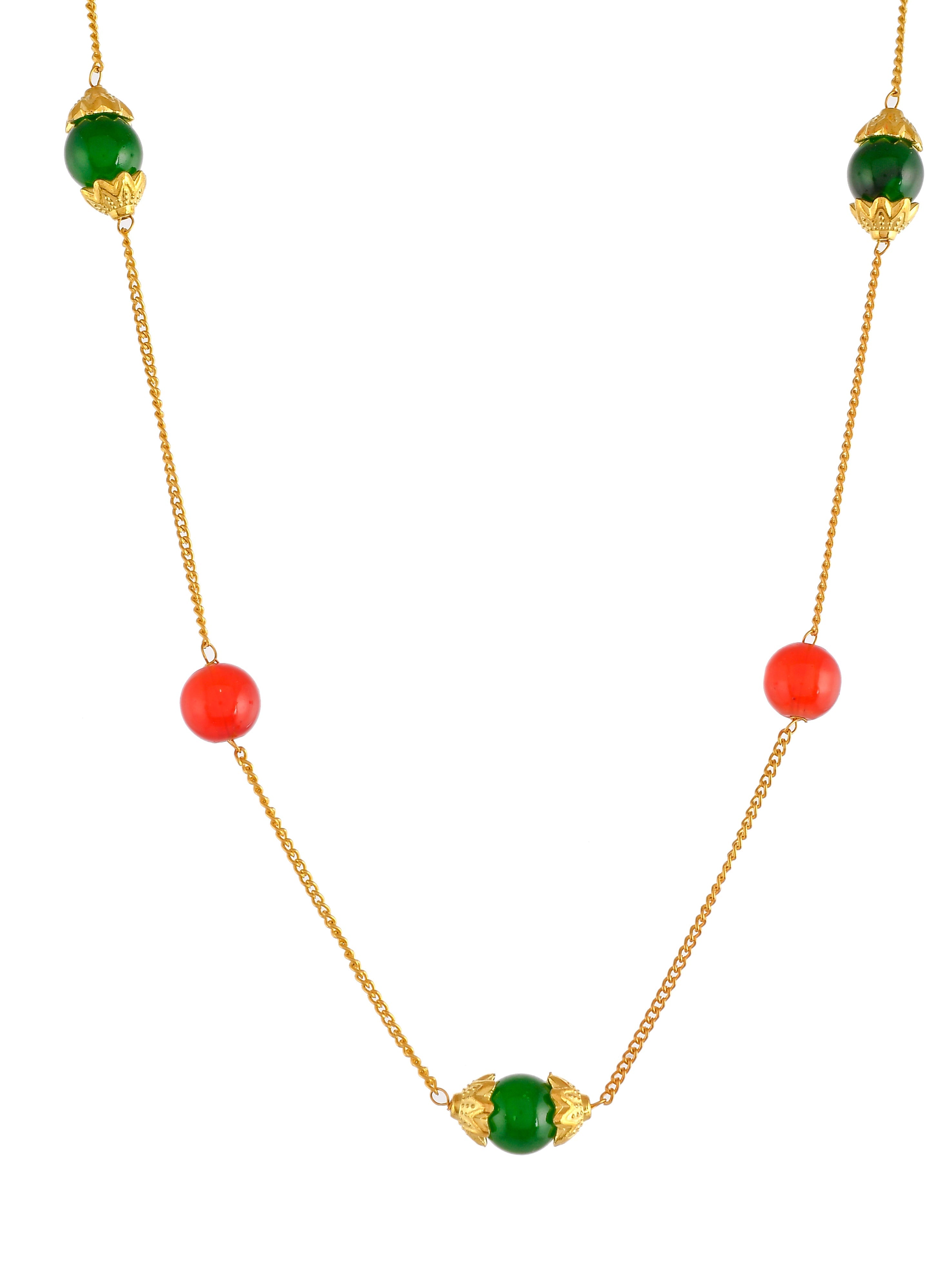 Unisex Multi & Gold Plated Beaded Layered Necklace