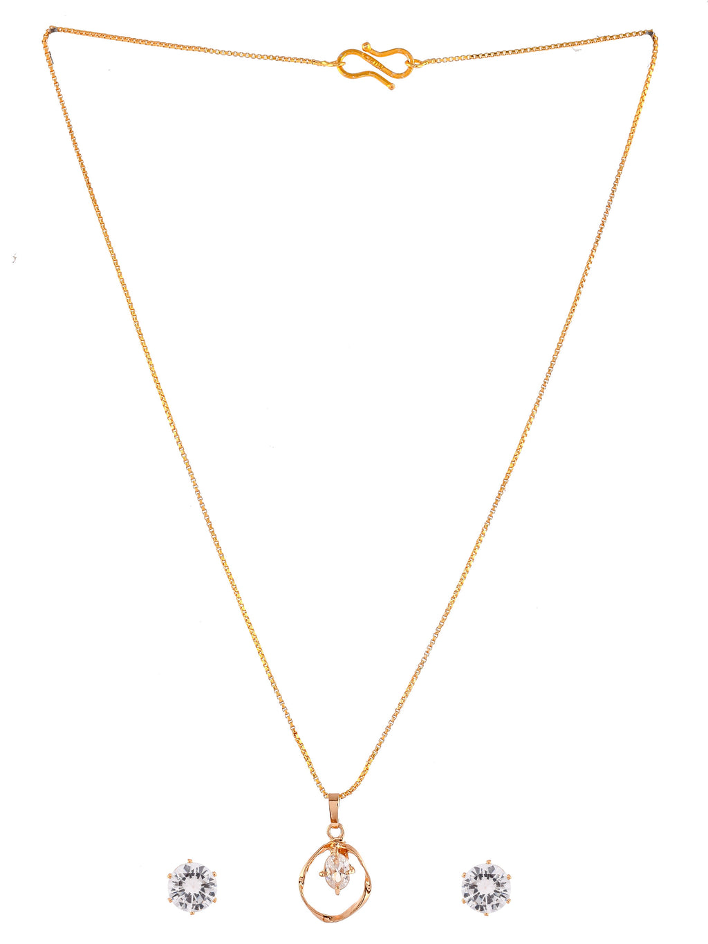 Gold Plated AD Stone Studded Pendant Jewellery Set