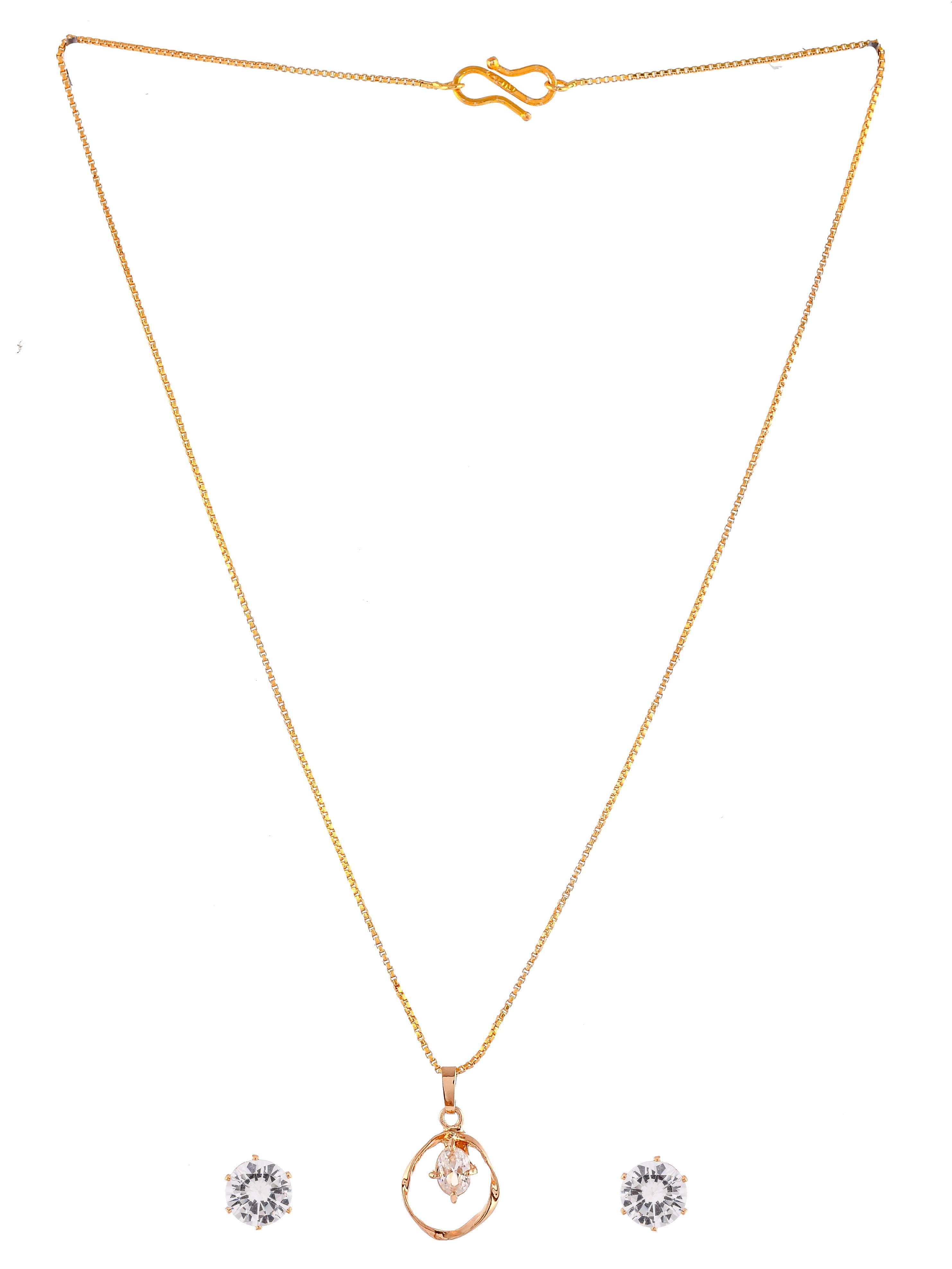 Gold Plated AD Stone Studded Pendant Jewellery Set